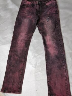 Skinny Tie-Dye Burgundy Jeans